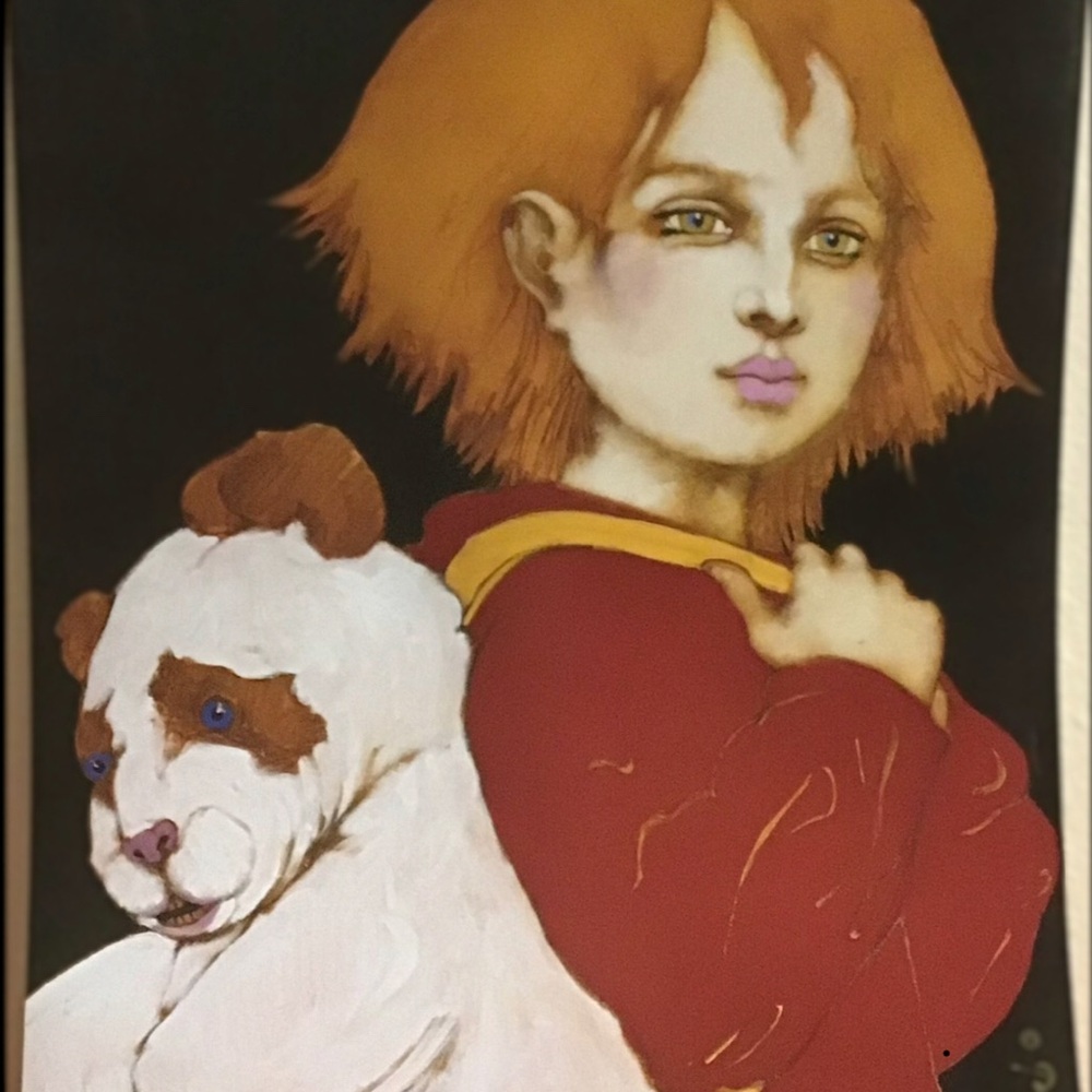 Ramon Santiago Poster/Boy with Teddy Bear Backpack 11x17.